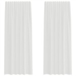 vidaXL Perdele Voile cu buzunare pentru bare 2 buc Alb