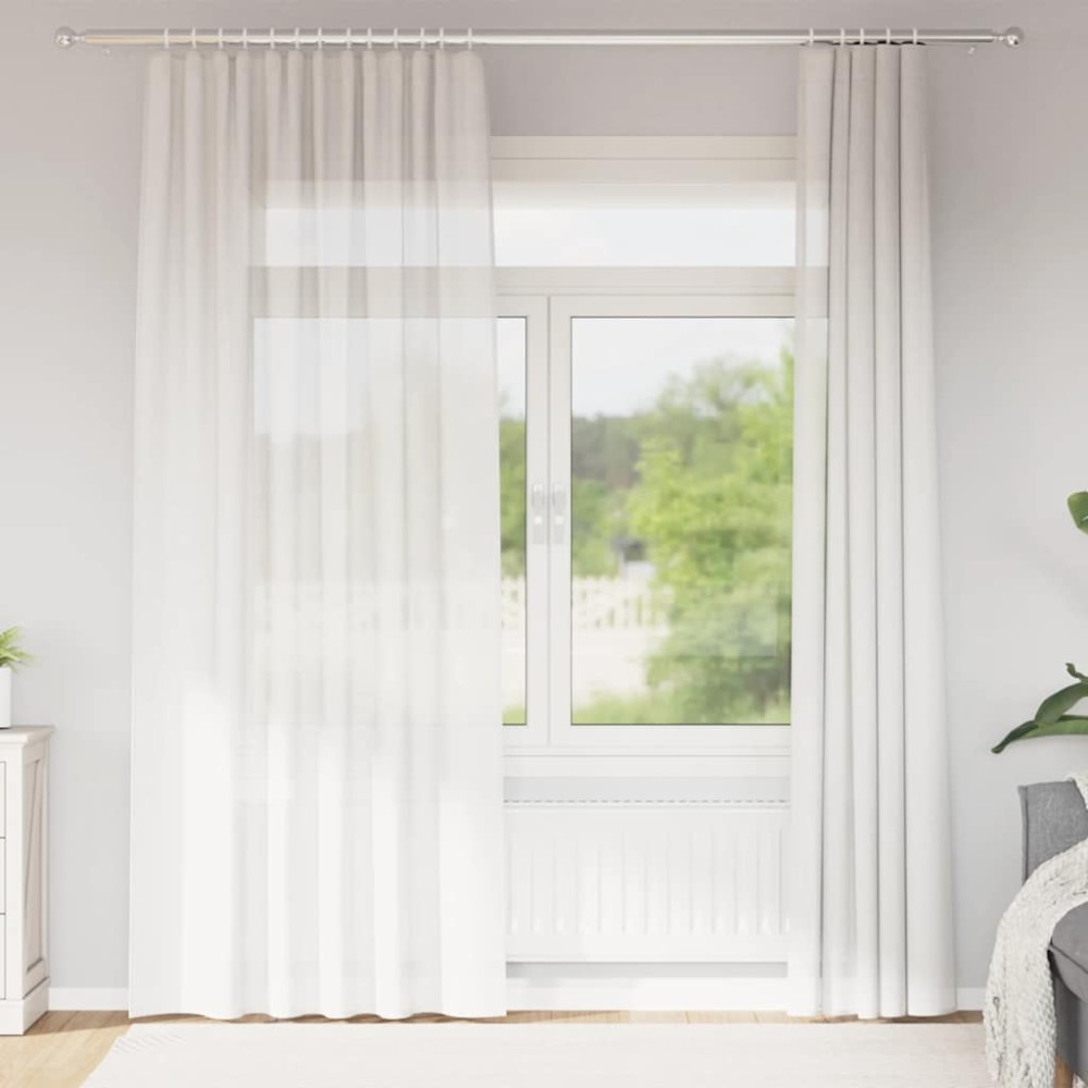 vidaXL Perdele Voile cu buzunare pentru bare 2 buc Alb