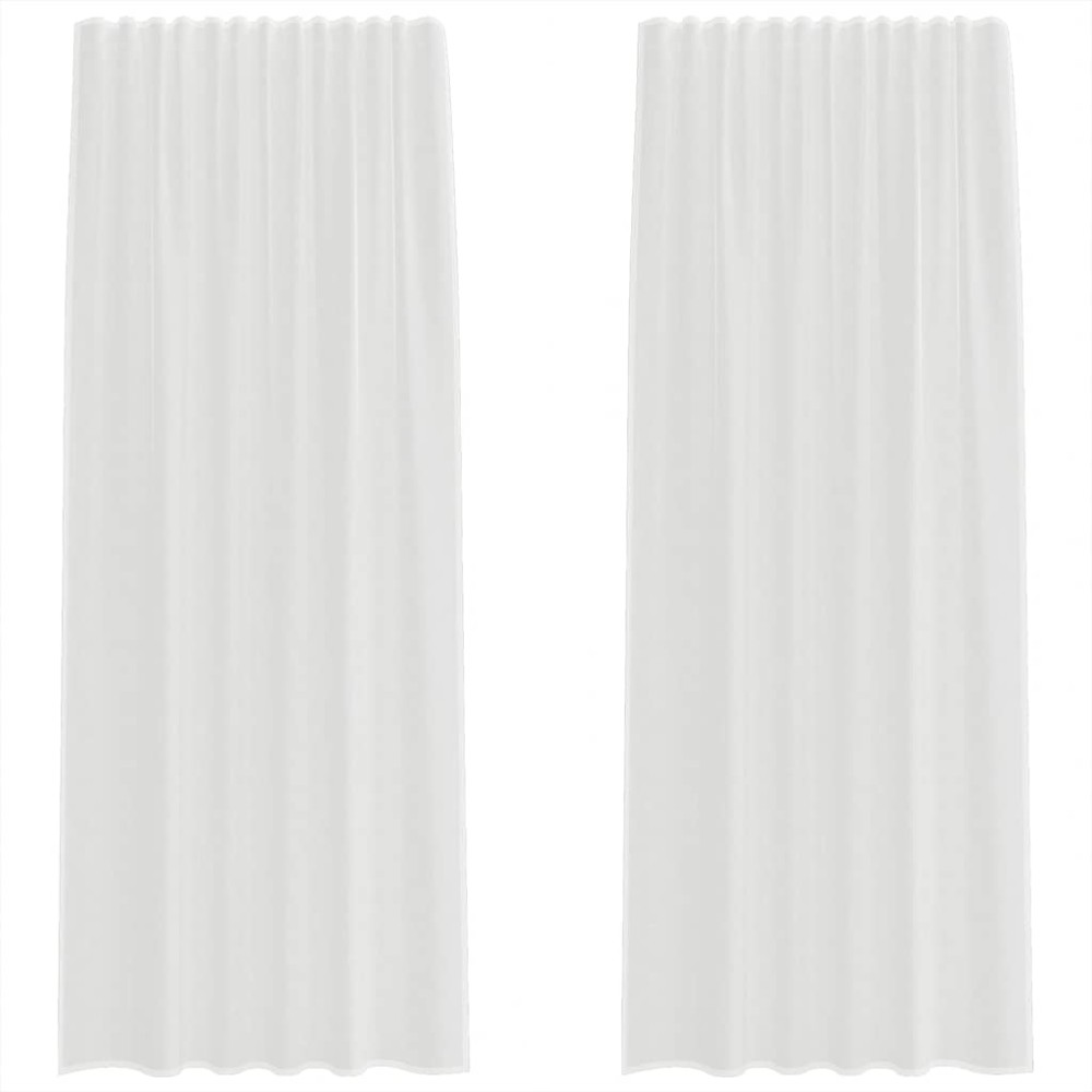 vidaXL Perdele Voile cu buzunare pentru bare 2 buc Alb