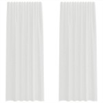 vidaXL Perdele Voile cu buzunare pentru bare 2 buc Alb