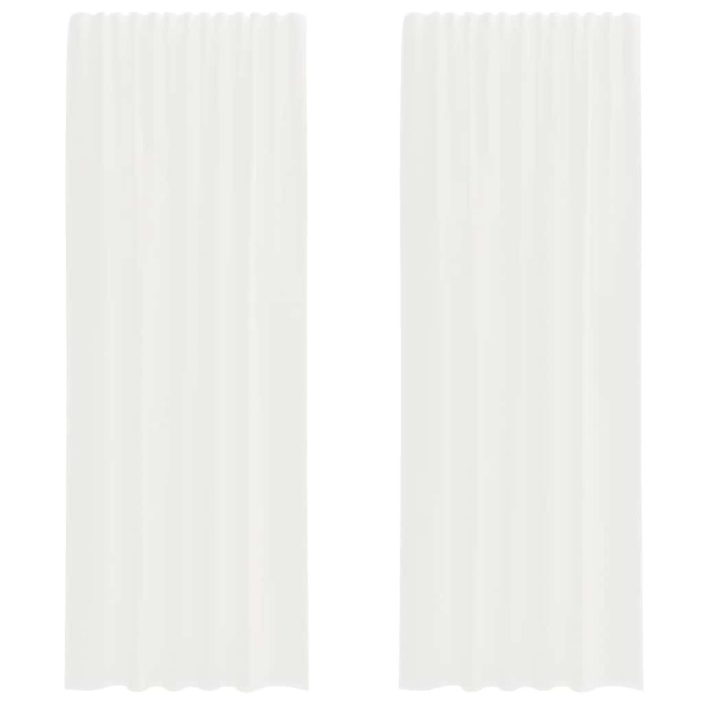 vidaXL Perdele Voile cu buzunare pentru bare 2 buc Alb