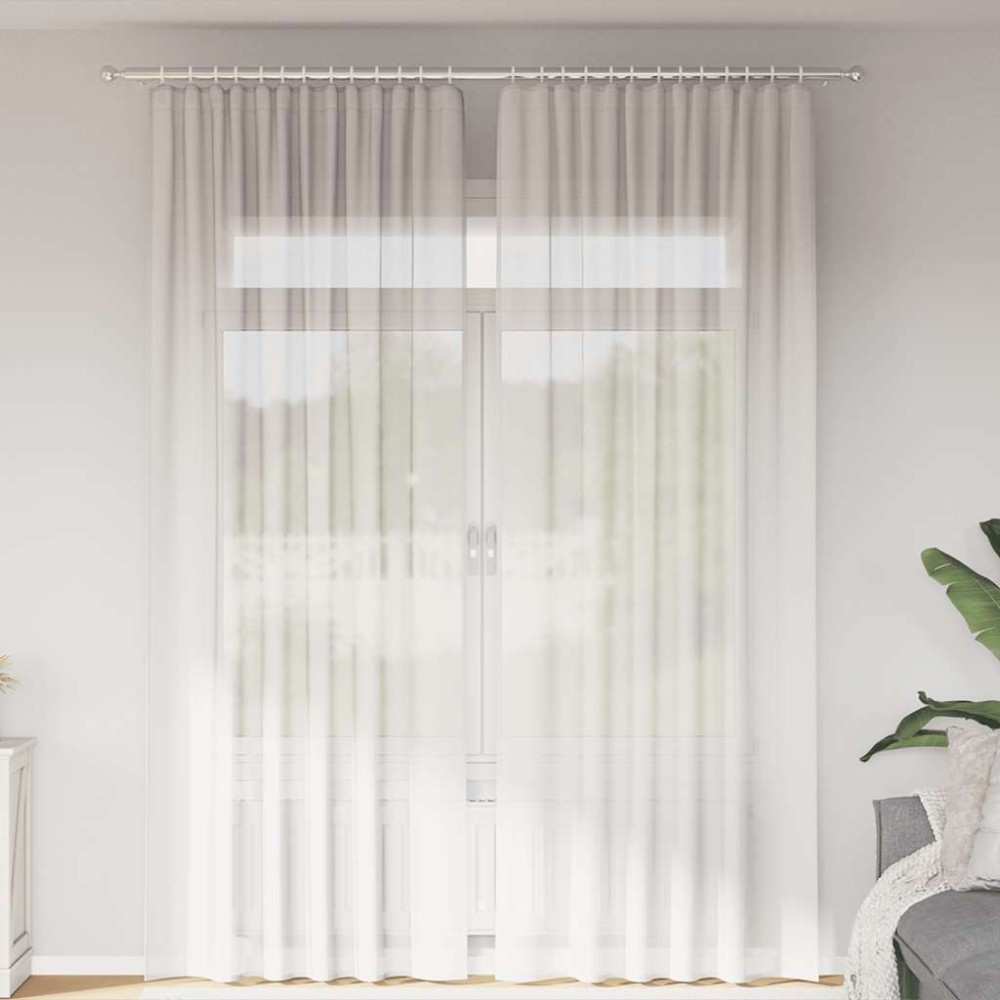 vidaXL Perdele Voile cu buzunare pentru bare 2 buc Alb