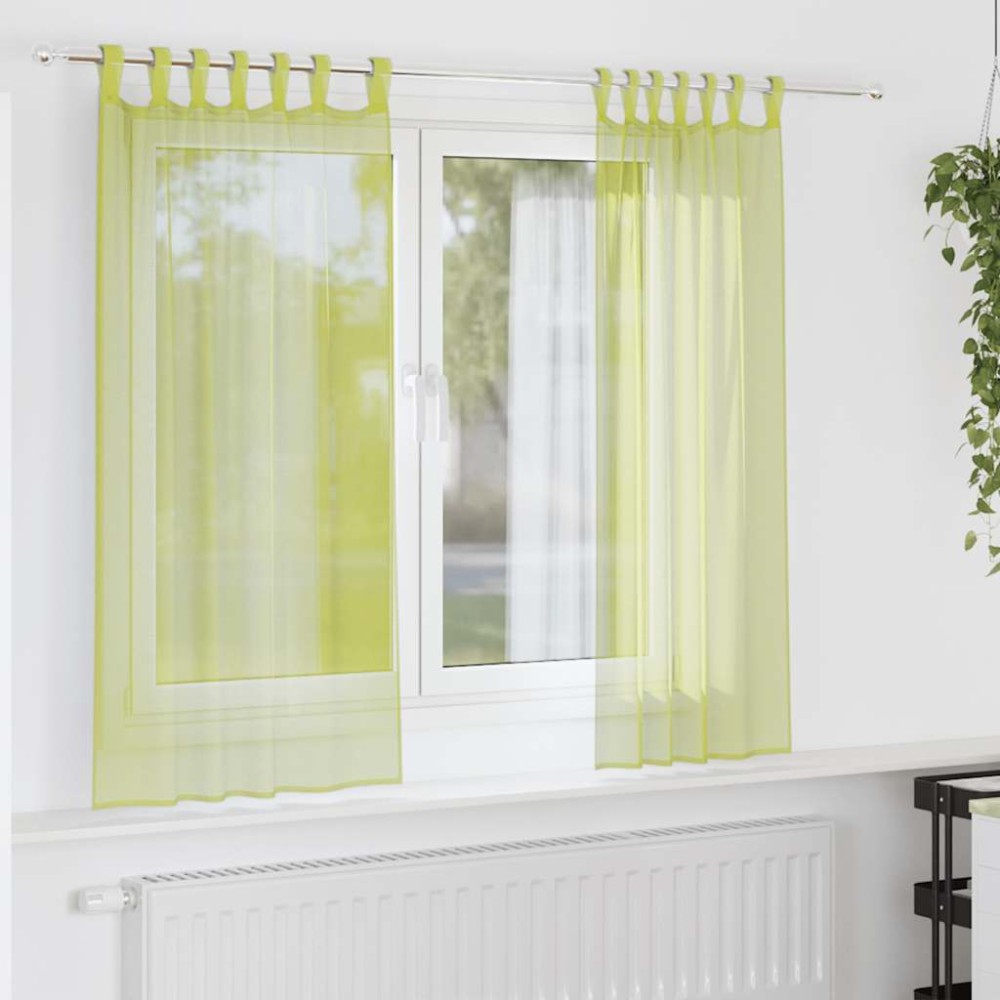 vidaXL Perdele din voile cu tablă 2 buc Verde măr