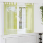 vidaXL Perdele din voile cu tablă 2 buc Verde măr