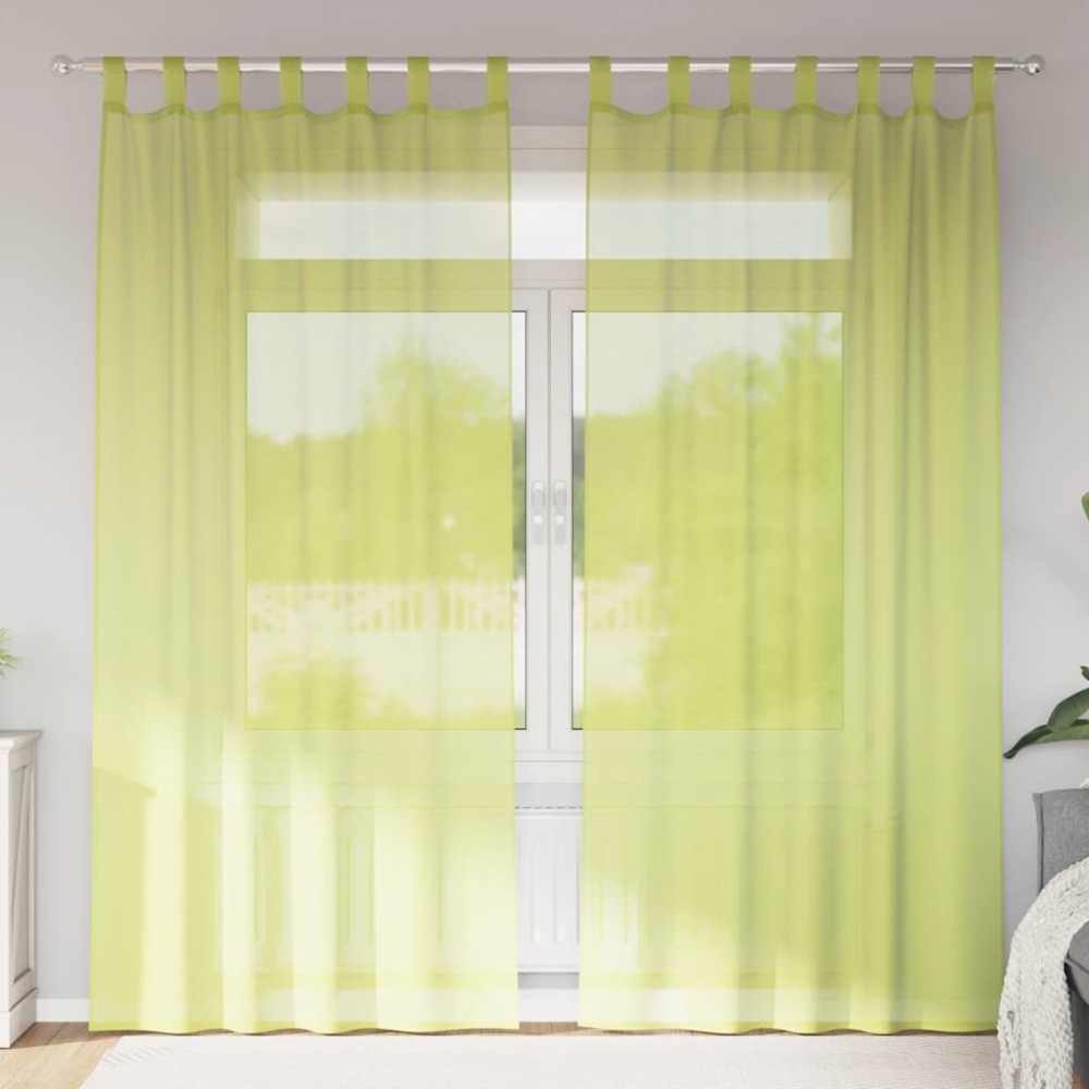 vidaXL Perdele din voile cu tablă 2 buc Verde măr