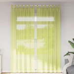 vidaXL Perdele din voile cu tablă 2 buc Verde măr
