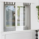 vidaXL Perdele din voile cu tablă 2 buc Negru