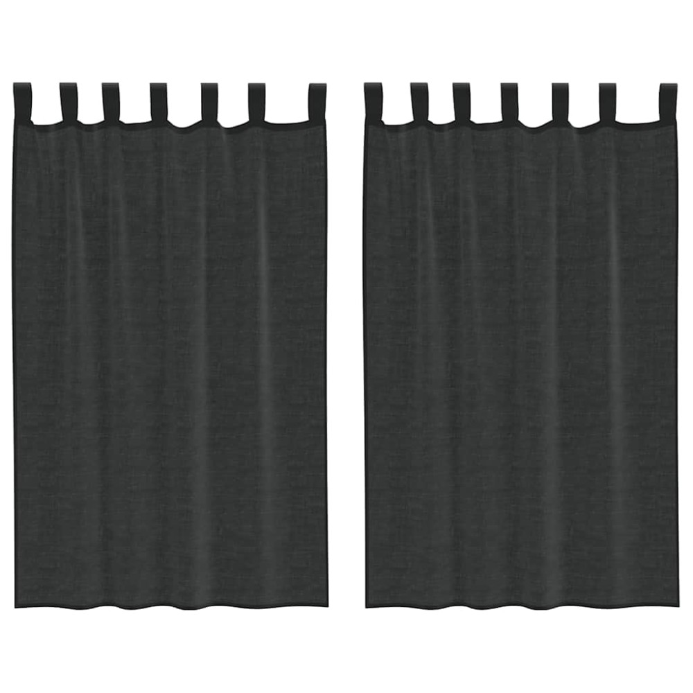 vidaXL Perdele din voile cu tablă 2 buc Negru
