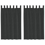vidaXL Perdele din voile cu tablă 2 buc Negru