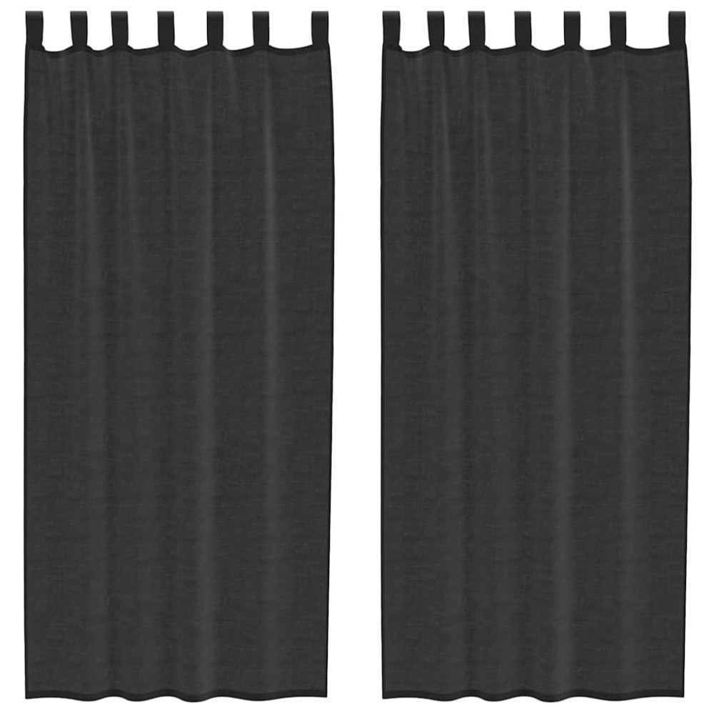 vidaXL Perdele din voile cu tablă 2 buc Negru