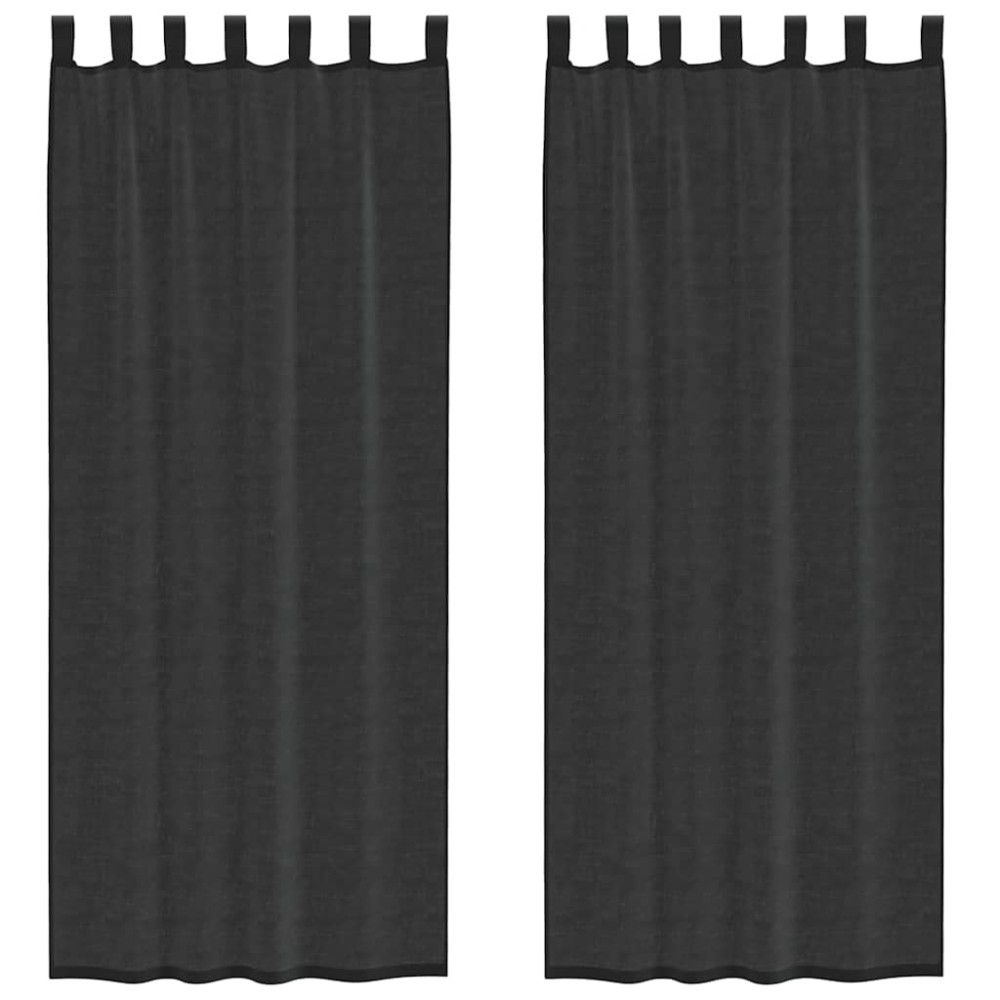 vidaXL Perdele din voile cu tablă 2 buc Negru