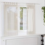 vidaXL Perdele din voile cu tablă 2 buc crem