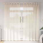 vidaXL Perdele din voile cu tablă 2 buc crem