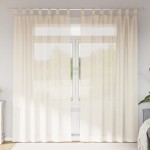 vidaXL Perdele din voile cu tablă 2 buc crem vidaXL Perdele din voile cu tablă 2 buc crem