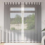 vidaXL Perdele voal cu bucle 2 buc Gri închis 140x225 cm vidaXL Perdele voal cu bucle 2 buc Gri închis 140x225 cm