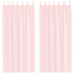 vidaXL Perdele voal cu bucle 2 buc Roz deschis 140x245 cm vidaXL Perdele voal cu bucle 2 buc Roz deschis 140x245 cm