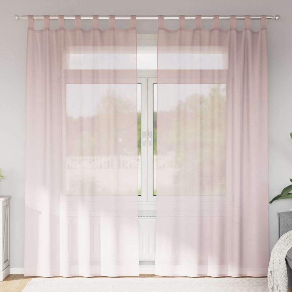 vidaXL Perdele voal cu bucle 2 buc Roz deschis 140x245 cm