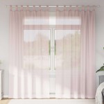 vidaXL Perdele voal cu bucle 2 buc Roz deschis 140x245 cm vidaXL Perdele voal cu bucle 2 buc Roz deschis 140x245 cm