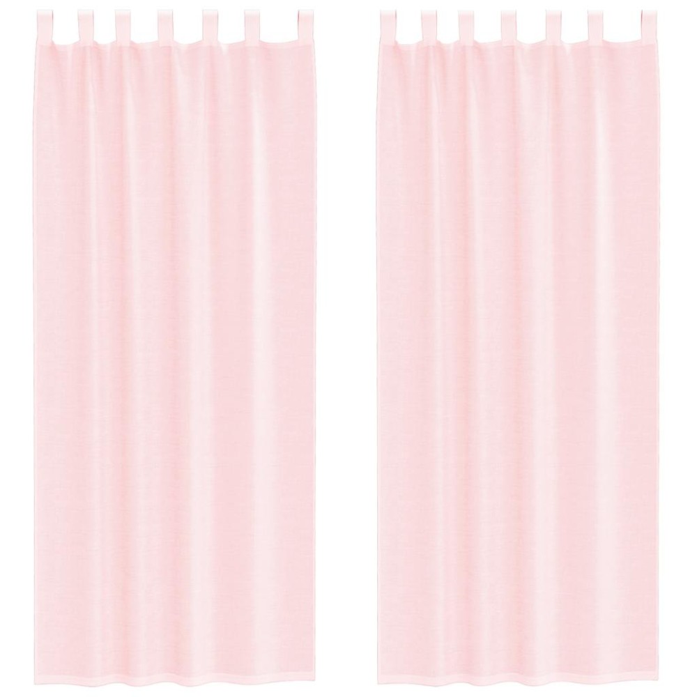vidaXL Perdele voal cu bucle 2 buc Roz deschis 140x260 cm