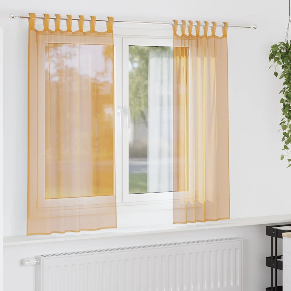 vidaXL Perdele Voile cu Bucle 2 buc Portocaliu 140x140 cm