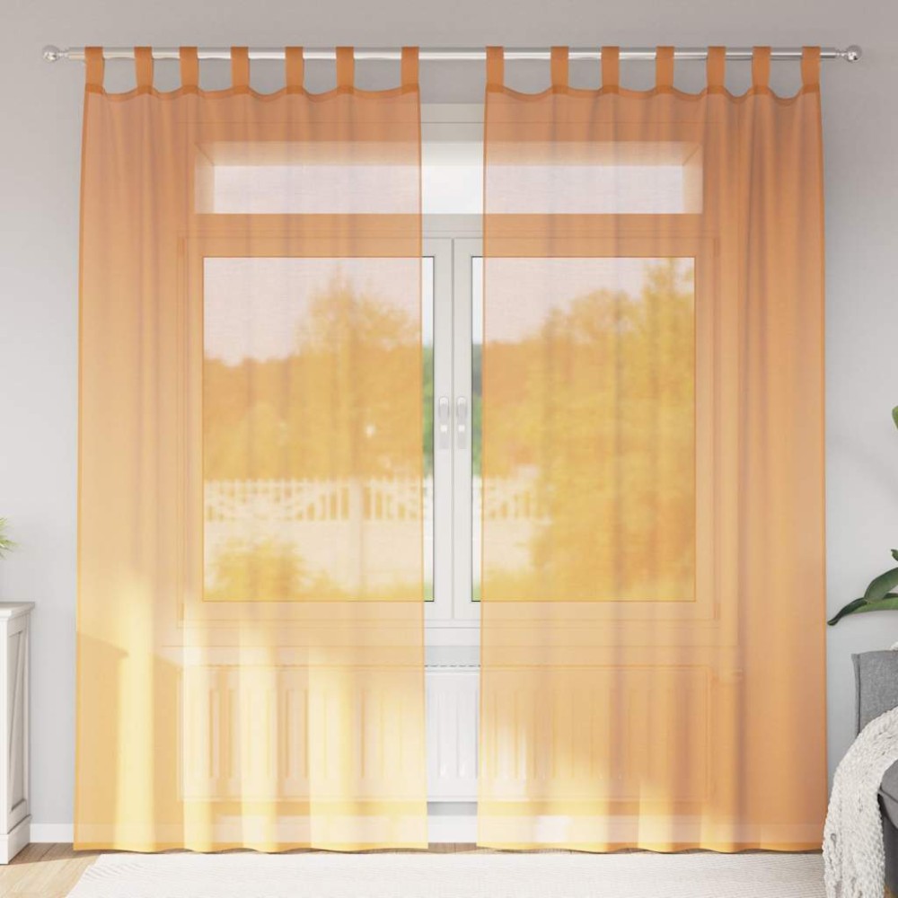 vidaXL Perdele Voile cu Bucle 2 buc Portocaliu 140x225 cm