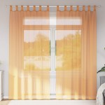 vidaXL Perdele Voile cu Bucle 2 buc Portocaliu 140x225 cm vidaXL Perdele Voile cu Bucle 2 buc Portocaliu 140x225 cm