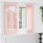 vidaXL Perdele Voile cu Bucle 2 buc Roz 140x140 cm vidaXL Perdele Voile cu Bucle 2 buc Roz 140x140 cm