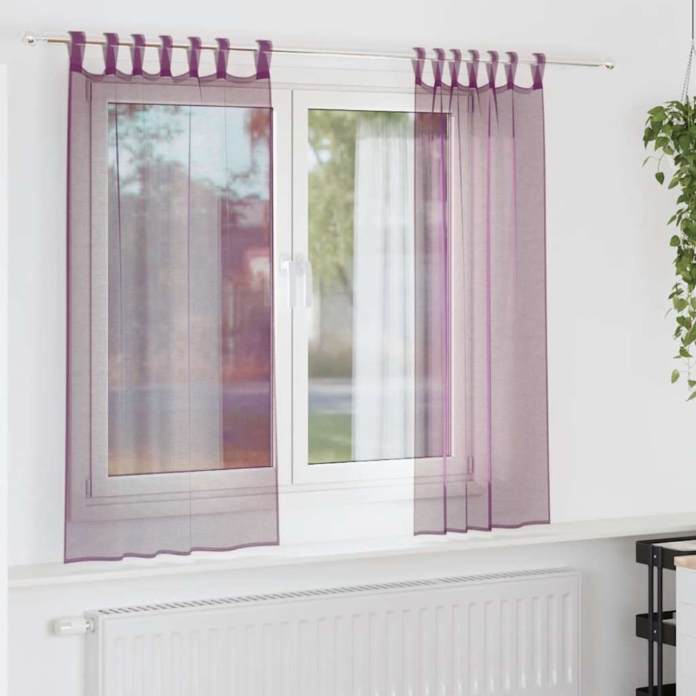 vidaXL Perdele Voile cu Bucle 2 buc Violet 140x140 cm
