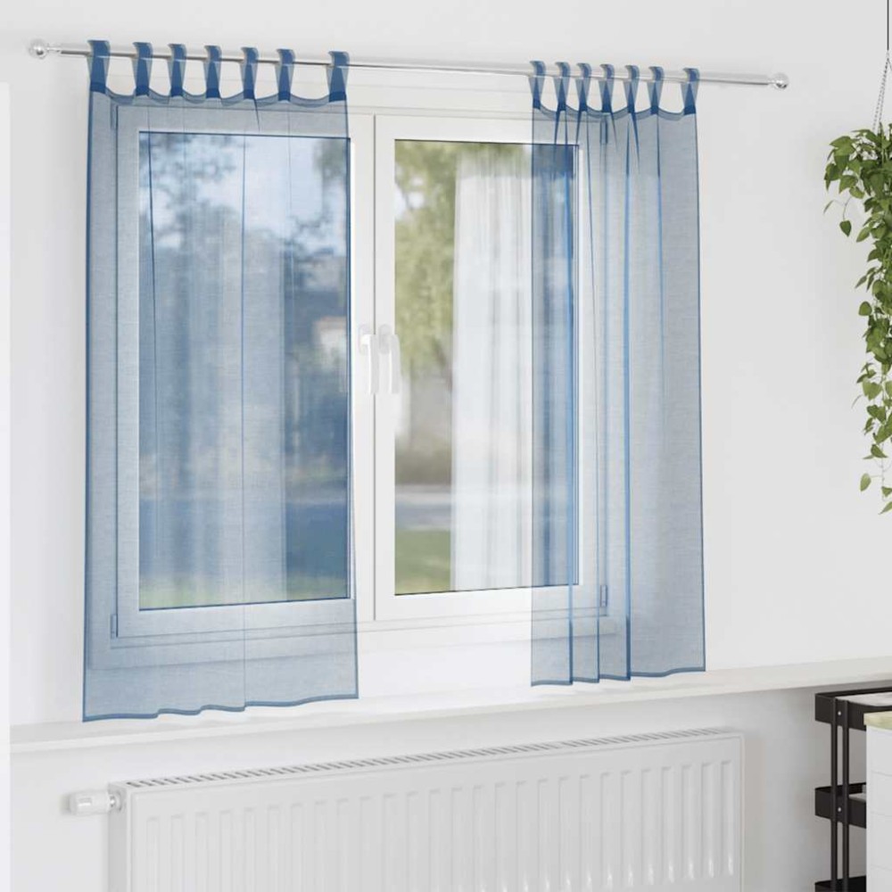 vidaXL Perdele Voile cu Bucle 2 buc Albastru Regal 140x140 cm