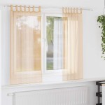 vidaXL Perdele Voile cu Bucle 2 buc Nisip 140x175 cm vidaXL Perdele Voile cu Bucle 2 buc Nisip 140x175 cm