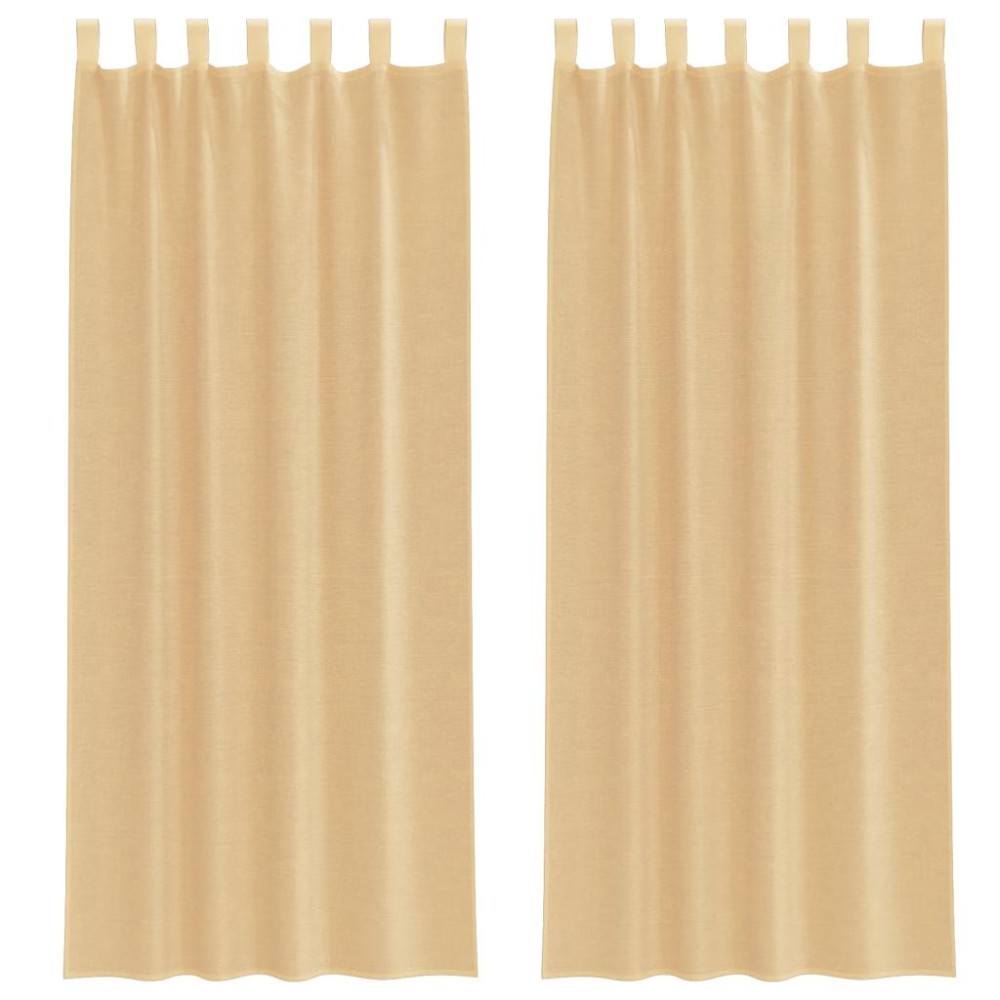 vidaXL Perdele Voile cu Bucle 2 buc Nisip 140x260 cm