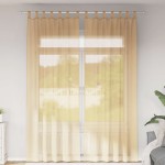 vidaXL Perdele Voile cu Bucle 2 buc Nisip 140x260 cm vidaXL Perdele Voile cu Bucle 2 buc Nisip 140x260 cm