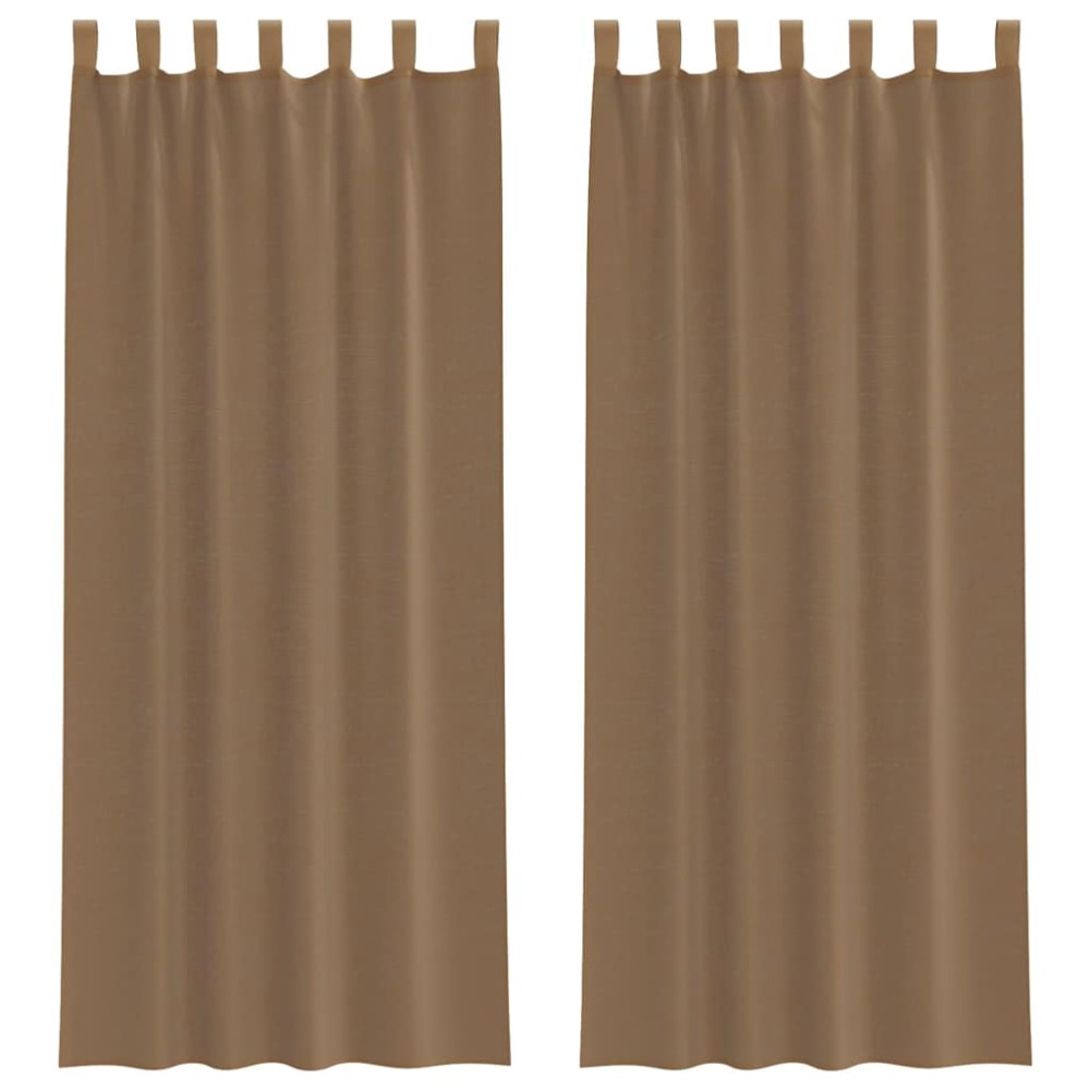 vidaXL Perdele Voile cu Bucle 2 buc Maro Deschis 140x260 cm