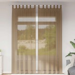 vidaXL Perdele Voile cu Bucle 2 buc Maro Deschis 140x260 cm vidaXL Perdele Voile cu Bucle 2 buc Maro Deschis 140x260 cm
