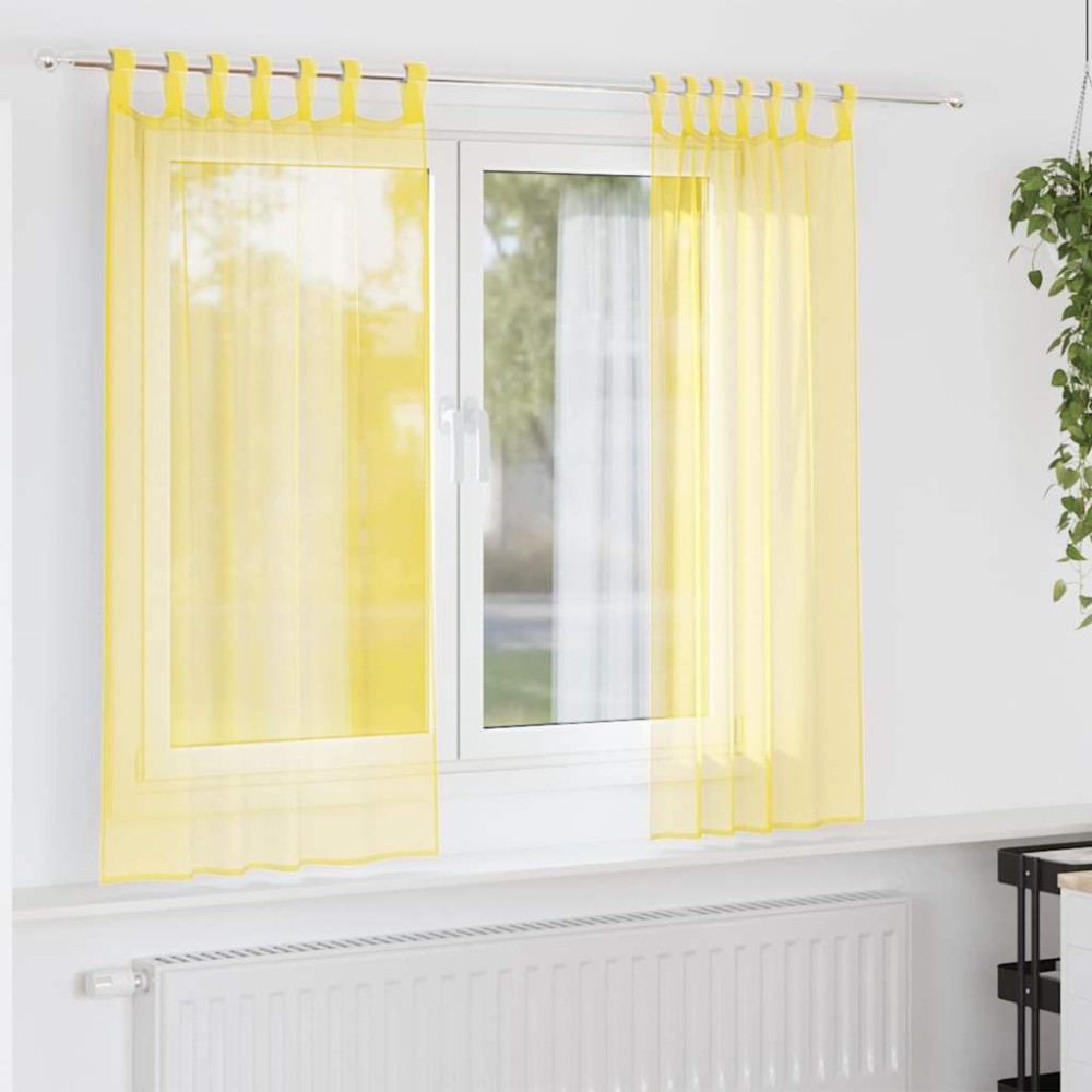 vidaXL Perdele Voile cu Bucle 2 buc Galben 140x175 cm