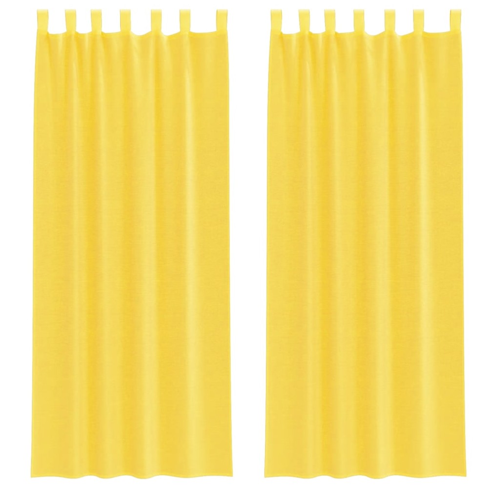vidaXL Perdele Voile cu Bucle 2 buc Galben 140x260 cm