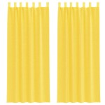 vidaXL Perdele Voile cu Bucle 2 buc Galben 140x260 cm vidaXL Perdele Voile cu Bucle 2 buc Galben 140x260 cm