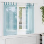 vidaXL Perdele Voile cu Bucle 2 buc Turcoaz 140x140 cm vidaXL Perdele Voile cu Bucle 2 buc Turcoaz 140x140 cm
