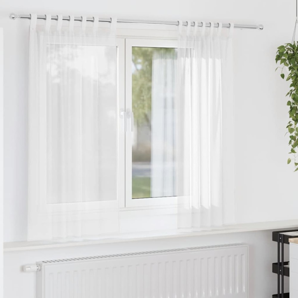 vidaXL Perdele Voile cu Bucle 2 buc Alb 140x140 cm