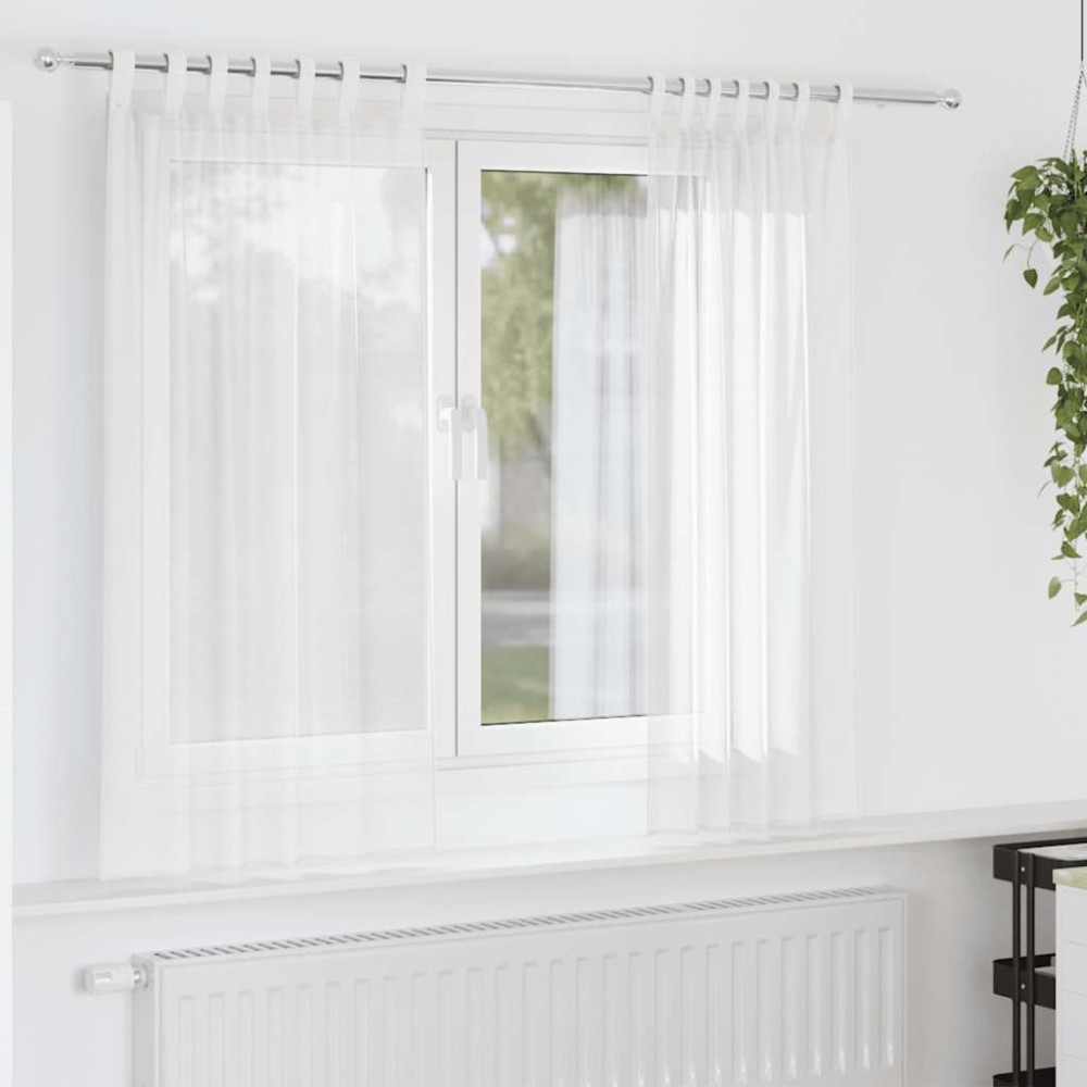 vidaXL Perdele Voile cu Bucle 2 buc Alb 140x175 cm