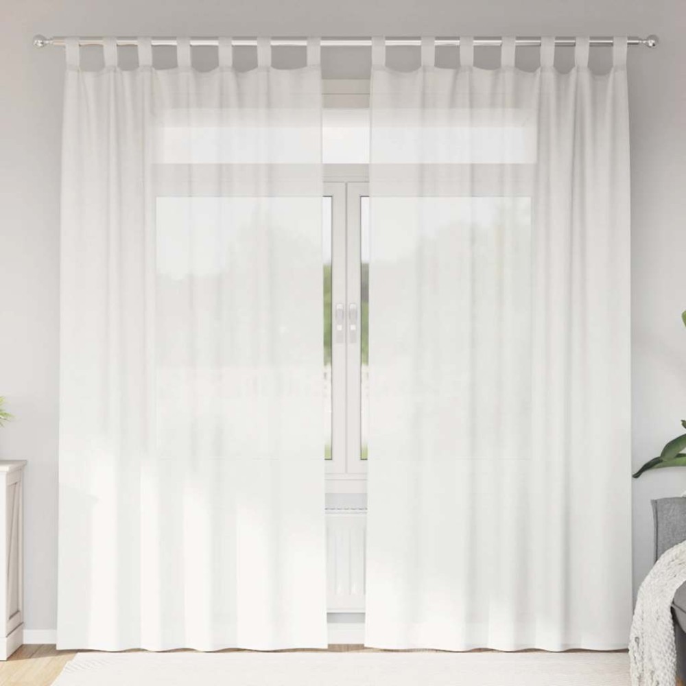 vidaXL Perdele Voile cu Bucle 2 buc Alb 140x245 cm