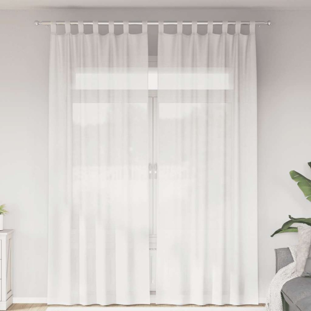 vidaXL Perdele Voile cu Bucle 2 buc Alb 140x260 cm
