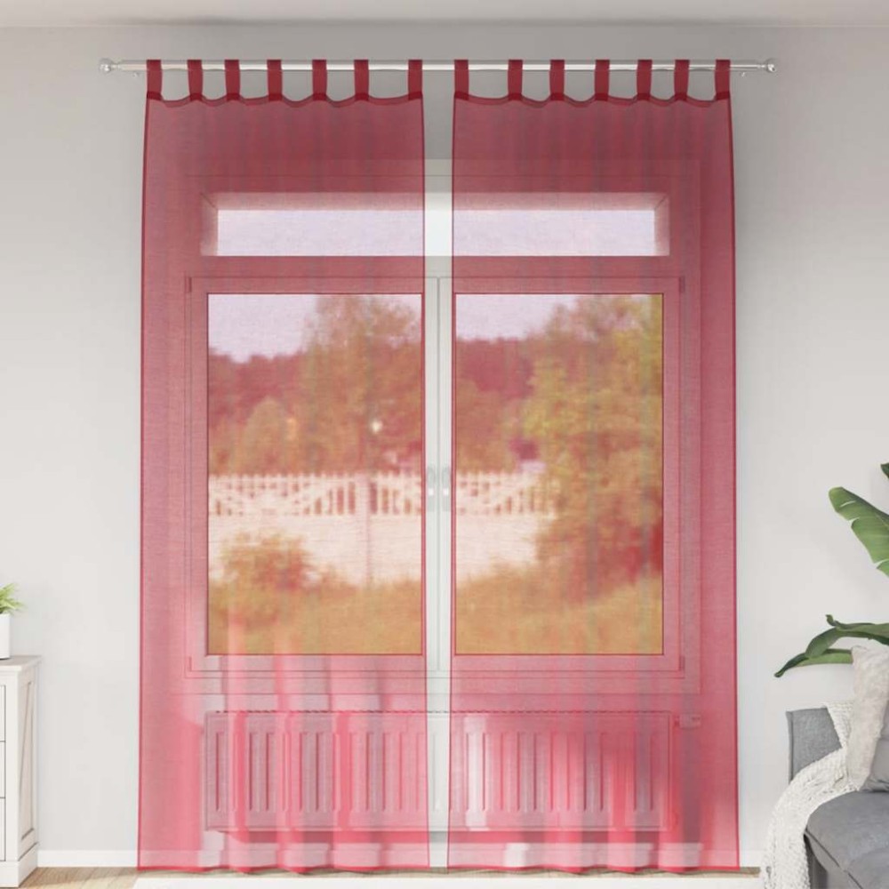 vidaXL Perdele Voile cu Bucle 2 buc Roșu Vin 140x260 cm