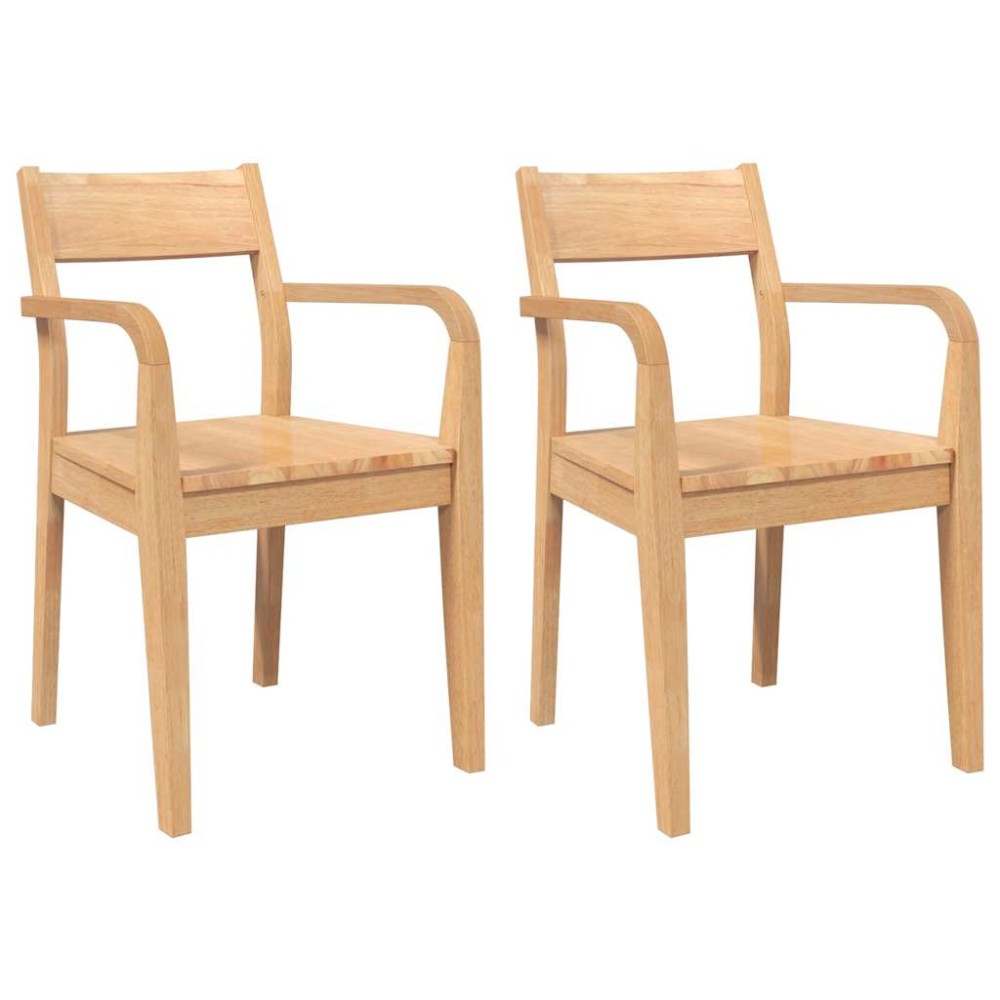 vidaXL Scaune de sufragerie 2 buc din cauciuc din lemn masiv natural