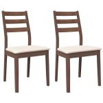 vidaXL Scaune sufragerie cu perne 2 buc. cauciuc din lemn masiv maro