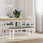 vidaXL Bancă 110 cm din lemn masiv alb cauciuc vidaXL Bancă 110 cm din lemn masiv alb cauciuc