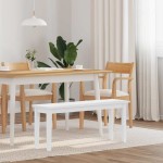 vidaXL Bancă 110 cm din lemn masiv alb cauciuc vidaXL Bancă 110 cm din lemn masiv alb cauciuc