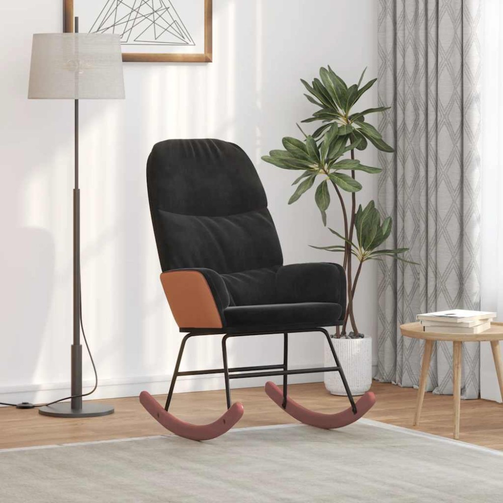 vidaXL Scaun balansoar, negru, catifea