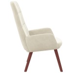vidaXL Scaun de relaxare, alb crem, catifea