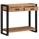 vidaXL Masă consolă, negru, 120x33x75 cm, lemn masiv acacia și metal